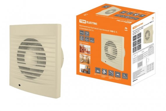 Фотография товара 'Tdm Вентилятор бытовой настенный 100 С-1, SQ1807-0110'