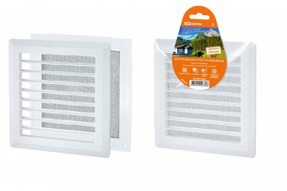 Фотография товара 'Tdm Решетка разъемная с москитной сеткой, прямые жалюзи, 203х203 SQ1807-0020'