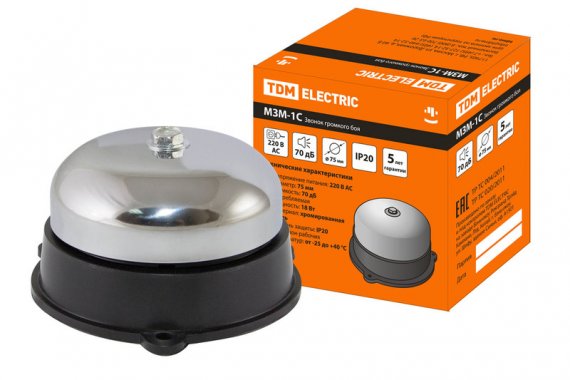 Фотография товара 'Tdm Звонок громкого боя МЗМ-1С-075мм 70дБ 220В SQ1903-0006'
