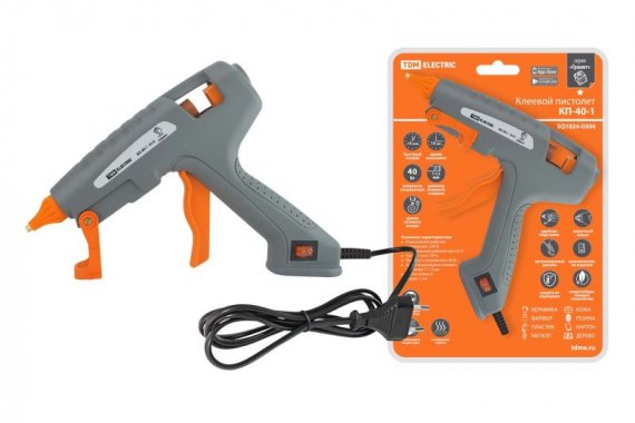 Фотография товара 'Tdm Клеевой пистолет КП-40-1, 7 мм, подставка, выключатель, 40 Вт, Т=220 С "Гранит" SQ1024-0304'