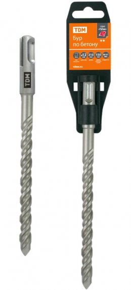 Фотография товара 'Tdm Бур по бетону, 12?210?150 мм, SDS-Plus, 2 резца, пластиковый держатель, "Рубин" SQ1094-0110'