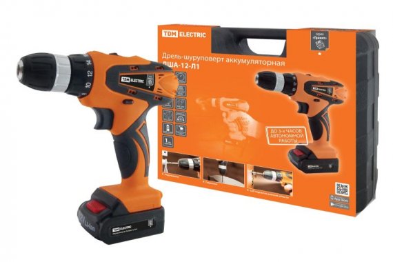 Фотография товара 'Tdm Дрель-шуруповерт ДША-12-Л1 12 В, 1,3 А*ч Li-Ion, 22 Нм, 0-1350 об/мин, кейс, "Гранит" SQ1030-0201'