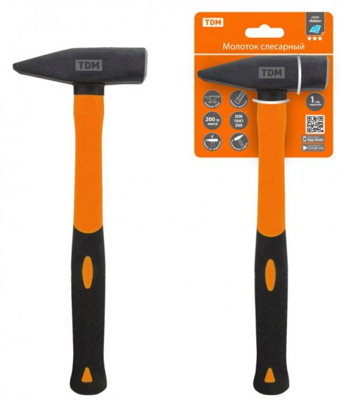 Фотография товара 'Tdm Молоток слесарный, кованый, с прорезиненной фиберглассовой рукояткой "Алмаз" SQ1036-0101'
