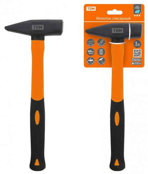 Фотография товара 'Tdm Молоток слесарный, кованый, с прорезиненной фиберглассовой рукояткой "Алмаз" SQ1036-0102'