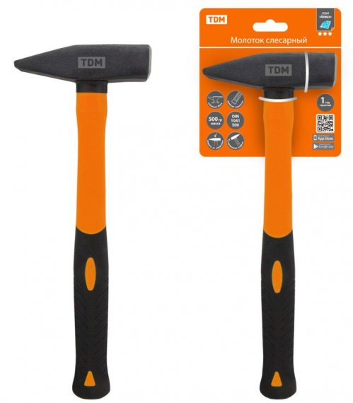 Фотография товара 'Tdm Молоток слесарный, кованый, с прорезиненной фиберглассовой рукояткой "Алмаз" SQ1036-0103'