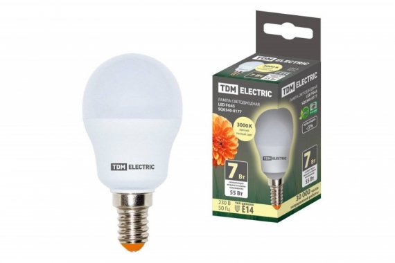 Фотография товара 'Tdm Лампа светодиодная FG45-7 Вт-230 В-3000 К–E14 SQ0340-0177'