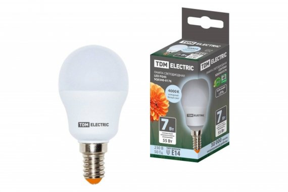 Фотография товара 'Tdm Лампа светодиодная FG45-7 Вт-230 В-4000 К–E14 SQ0340-0176'