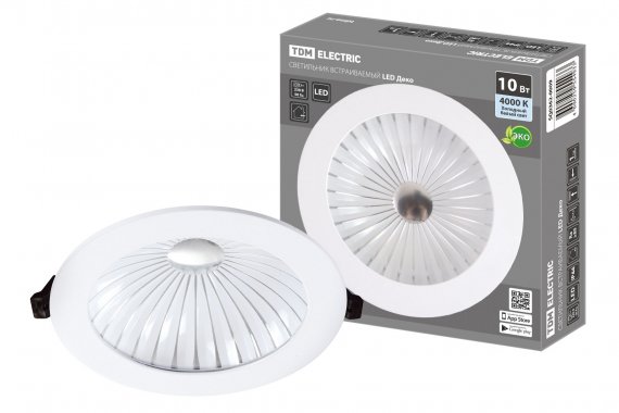 Фотография товара 'Tdm Светильник встраиваемый LED Деко 06, 10 Вт, 4000K, круглый, D170 мм, SQ0362-0009'