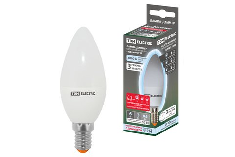 Фотография товара 'Tdm Лампа светодиодная С37-6 Вт-230 В-4000 К–E14'
