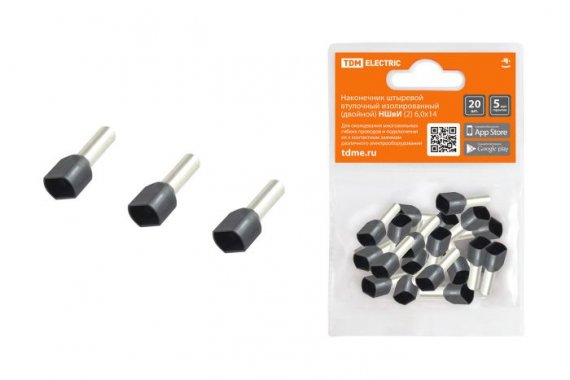 Фотография товара 'Tdm Наконечник штыревой втулочный изолированный (двойной) НШвИ (2) 6,0х14 SQ0568-0058'