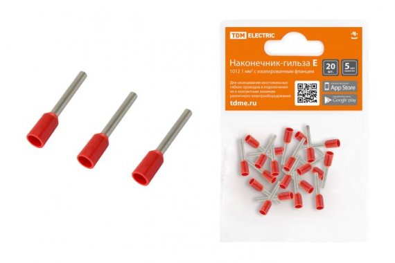 Фотография товара 'Tdm Наконечник-гильза Е1012 1мм2 с изолированным фланцем SQ0568-0039'