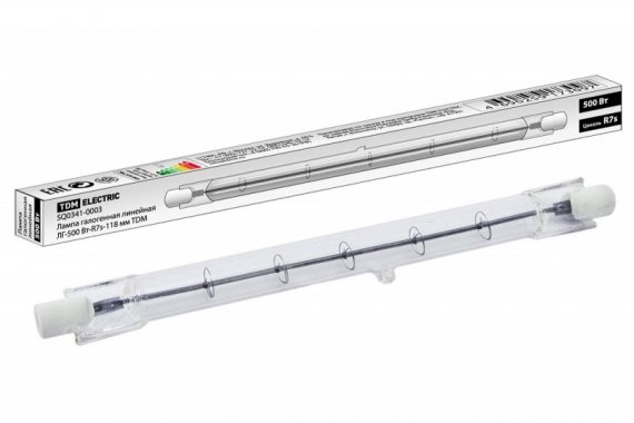 Фотография товара 'Tdm Лампа галогенная линейная ЛГ-500 Вт-R7s-118 мм SQ0341-0003'