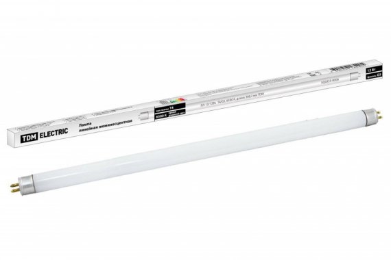 Фотография товара 'Tdm Лампа люминесцентная линейная двухцокольная ЛЛ-12/12Вт, T4/G5, 6500 К SQ0355-0006'