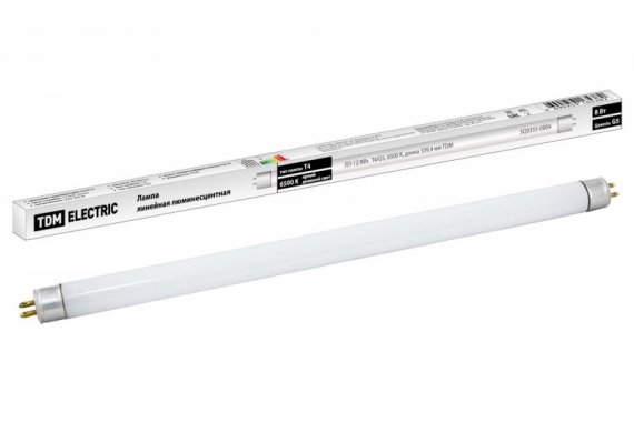 Фотография товара 'Tdm Лампа люминесцентная линейная двухцокольная ЛЛ-12/8Вт, T4/G5, 6500 К SQ0355-0004'