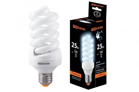 Фотография товара 'Tdm Лампа энергосберегающая КЛЛ-FS-25 Вт-4000 К–Е27 (60х141 мм), SQ0323-0019'