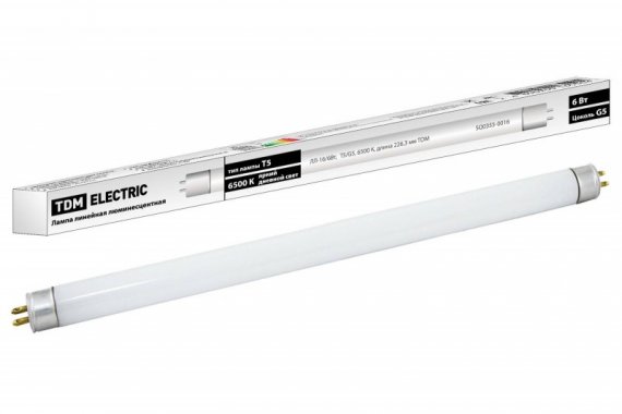 Фотография товара 'Tdm Лампа люминесцентная линейная двухцокольная ЛЛ-16/6 Вт, T5/G5, 6500 К SQ0355-0016'