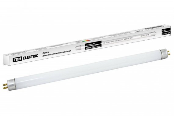 Фотография товара 'Tdm Лампа люминесцентная линейная двухцокольная ЛЛ-16/8 Вт, T5/G5, 6500 К SQ0355-0018'