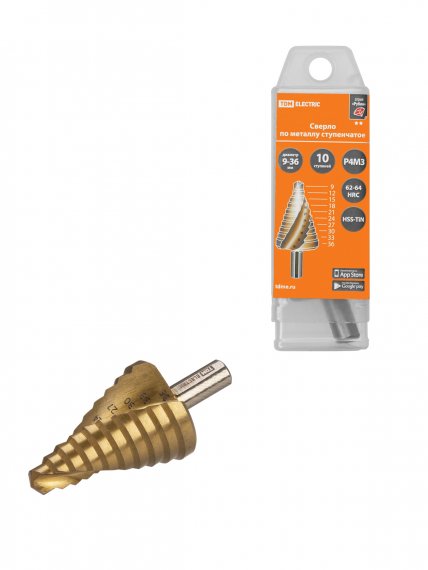 Фотография товара 'Tdm SQ1090-0719 Сверло по металлу ступенчатое, 9-36 мм, 10 ступеней'