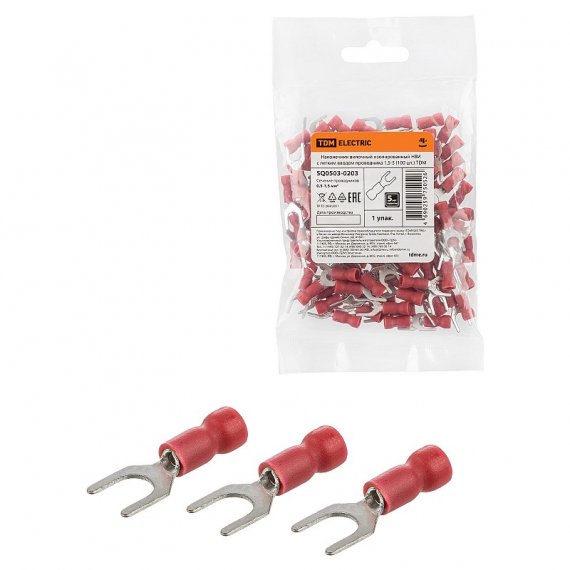 Фотография товара 'Tdm SQ0503-0203 Наконечник вилочный изолированный НВИ с легким вводом проводника 1,5-5'