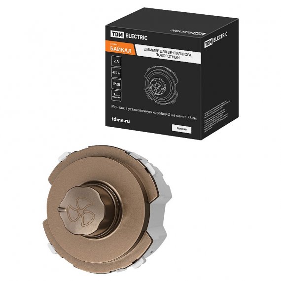 Фотография товара 'Tdm SQ1819-0442 Диммер для вентилятора (RL, 500Вт) поворотный бронза, "Байкал"'