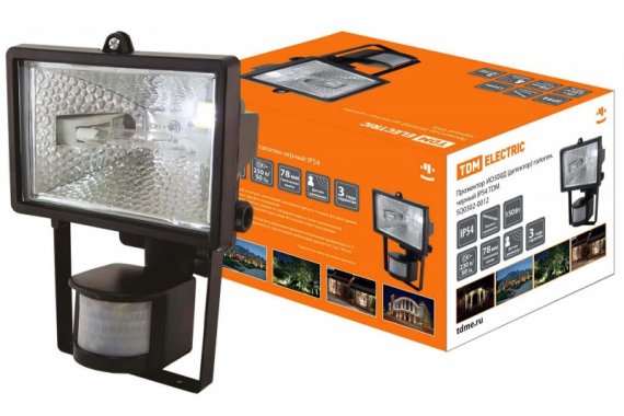 Фотография товара 'Tdm Прожектор ИО500Д (детектор) галоген.черный IP54 SQ0302-0012'
