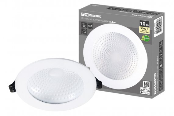 Фотография товара 'Tdm Светильник встраиваемый LED Деко 05, 10 Вт, 3000K, круглый, D170 мм, SQ0362-0003'