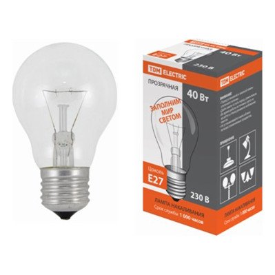 Фотография товара 'Tdm Лампа накаливания Б 230-40, 40 Вт, Е27 SQ0343-0017'