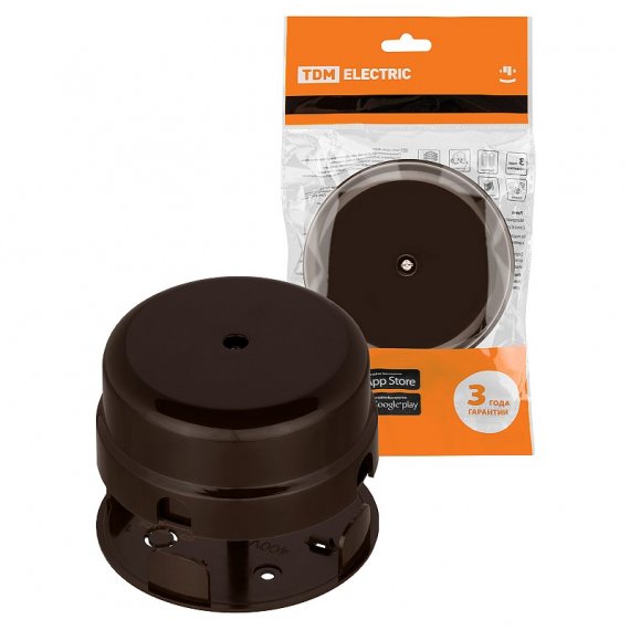 Фотография товара 'Tdm SQ1820-1429 Коробка распаячная D90х43 мм инд. штрихкод коричневая «Виви»'