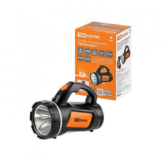 Фотография товара 'Tdm SQ0350-0051 Фонарь светодиод. "Прожектор 7", аккумуляторный, 3 Вт LED+COB'