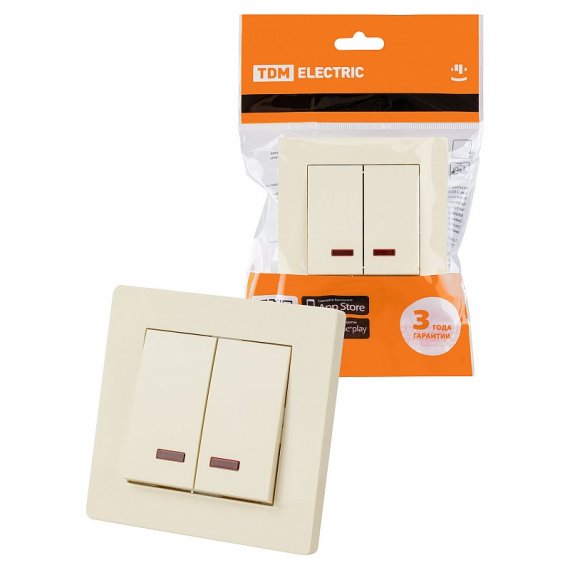 Фотография товара 'Tdm SQ1816-0114 Выключатель 2 кл. с подсветкой 10А'