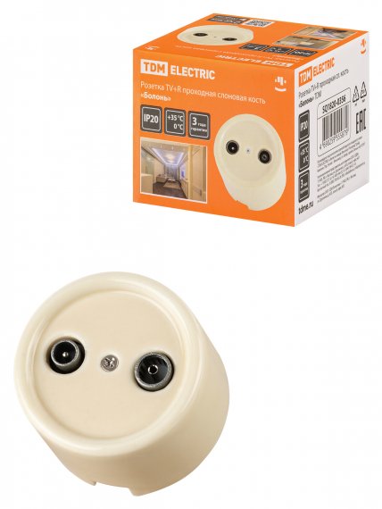 Фотография товара 'Tdm Розетка TV+R проходная «Болонь», SQ1820-0356'