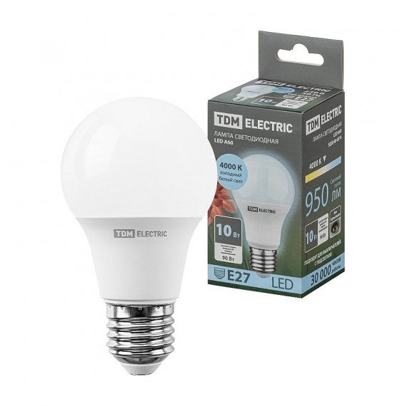 Фотография товара 'Tdm SQ0340-0374 Лампа светодиодная А60 10 Вт, 230 В, 4000 К'