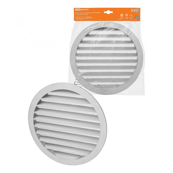 Фотография товара 'Tdm SQ1807-0805 Решетка вентиляционная круглая алюминиевая с москитной сеткой, с фланцем d250'