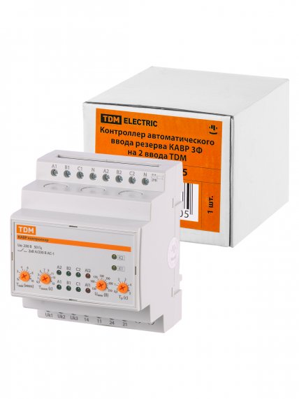 Фотография товара 'Tdm Контроллер автоматического ввода резерва КАВР 3Ф 230В АС на 2 ввода, SQ0743-0095'