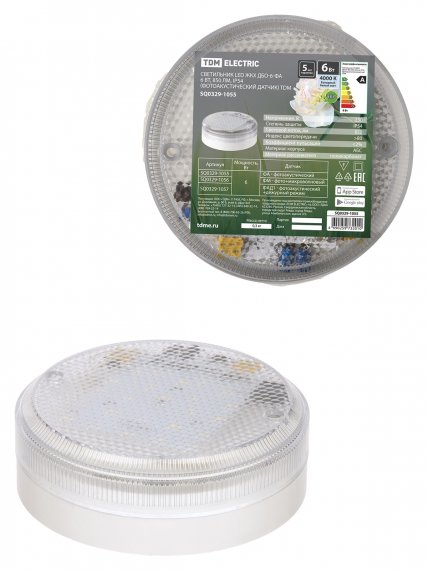 Фотография товара 'Tdm Светильник LED ЖКХ ДБО-6-ФА 6 Вт, 850 лм, IP54 (фотоакустический датчик), SQ0329-1055'