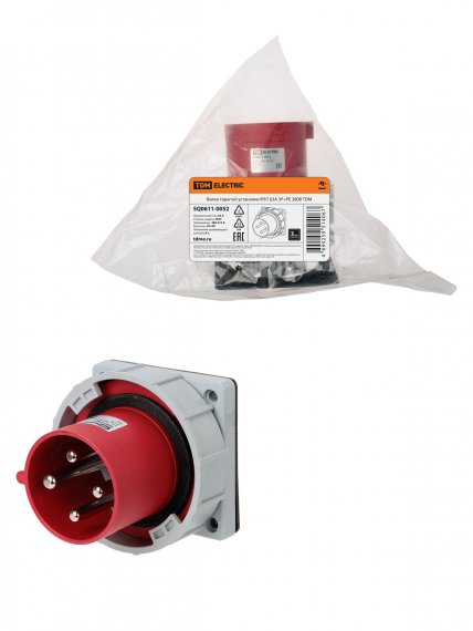 Фотография товара 'Tdm SQ0611-0052 Вилка скрытой установки IP67 63А 3Р+РЕ 380В'