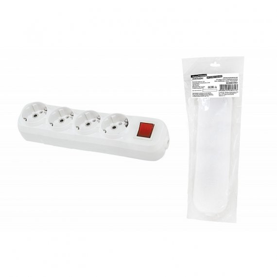 Фотография товара 'Tdm SQ1806-0421 Колодка розеточная 4 гнезда 2П+3 c выключателем 16А 250В'