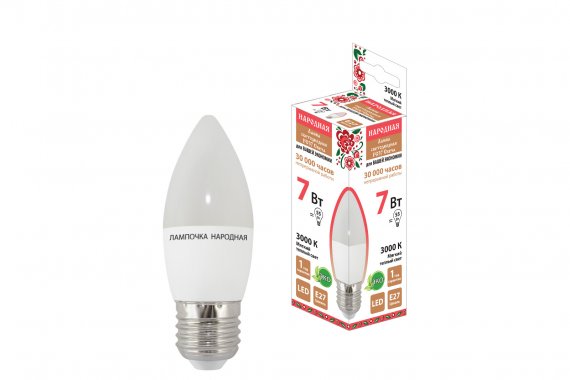 Фотография товара 'Tdm Лампа светодиодная FС37-7 Вт-230 В -3000 К–E27, SQ0340-1542'