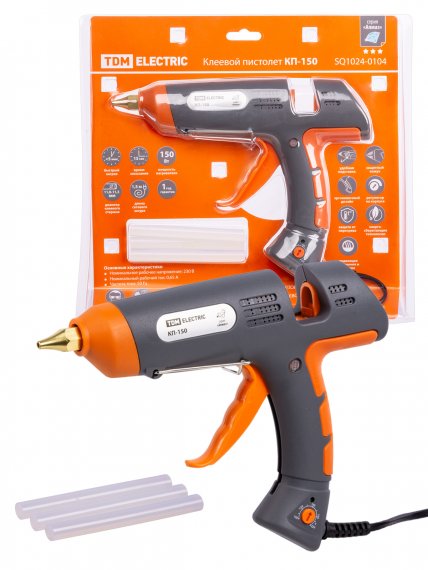Фотография товара 'Tdm Клеевой пистолет КП-150, 11,3 мм, подставка, терморегулятор, шнур 1,5 м, 150 Вт, Т=220 С "Алмаз", SQ1024-0104'