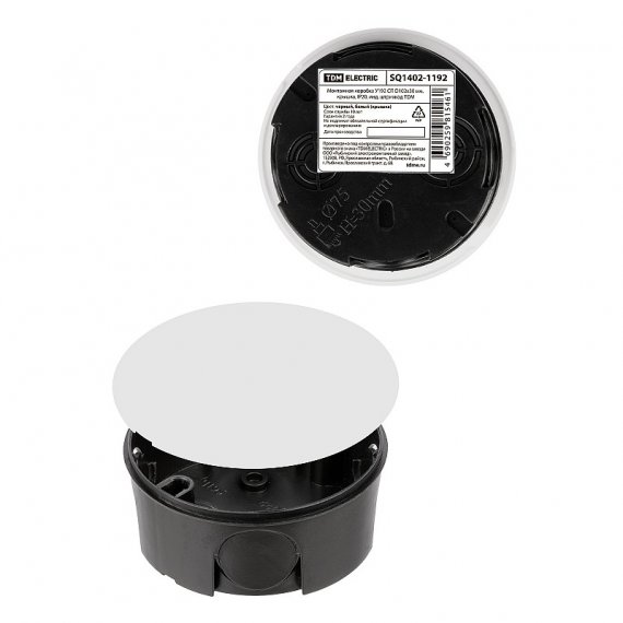 Фотография товара 'Tdm SQ1402-1191 Монтажная коробка У191 СП D102х15 мм, крышка, IP20'