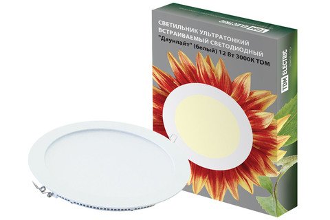 Фотография товара 'Tdm Светильник ультратонкий встраиваемый светодиодный "Даунлайт" 12 Вт 3000К SQ0329-0012'