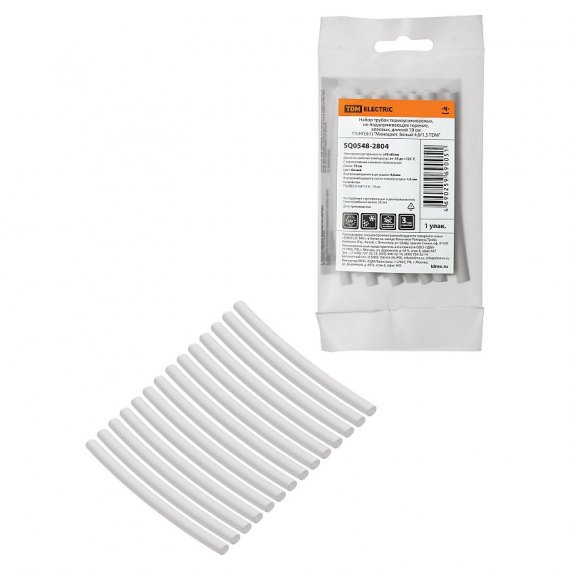 Фотография товара 'Tdm SQ0548-2804 Набор трубок термоусаживаемых, клеевых "Моноцвет, белый 4,8/1,5'