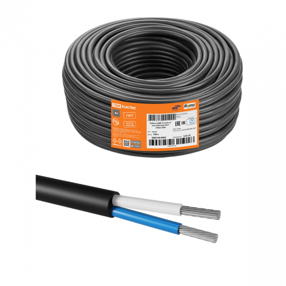 Фотография товара 'Tdm SQ0144-0002 Кабель АсВВГ-П нг(А)-LS 2х4 ок(N)-0,66 ГОСТ (100м)'