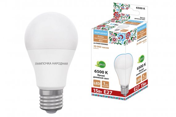 Фотография товара 'Tdm Лампа светодиодная НЛ-LED230-A60-15 Вт-230 В-6500 К-Е27, (60х118 мм), SQ0340-1634'