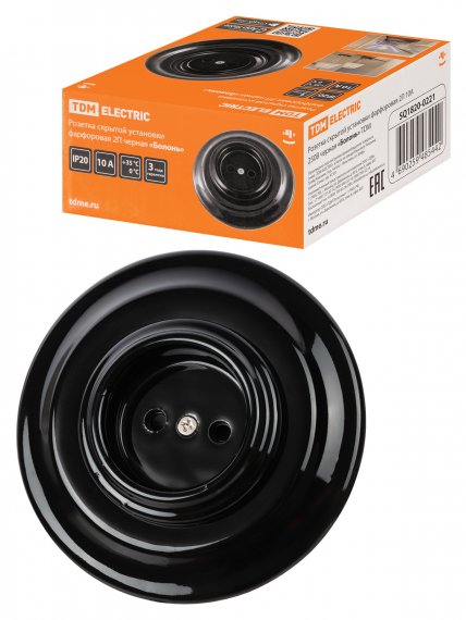 Фотография товара 'Tdm Розетка скрытой установки фарфоровая 2П 10А 250В, SQ1820-0221'