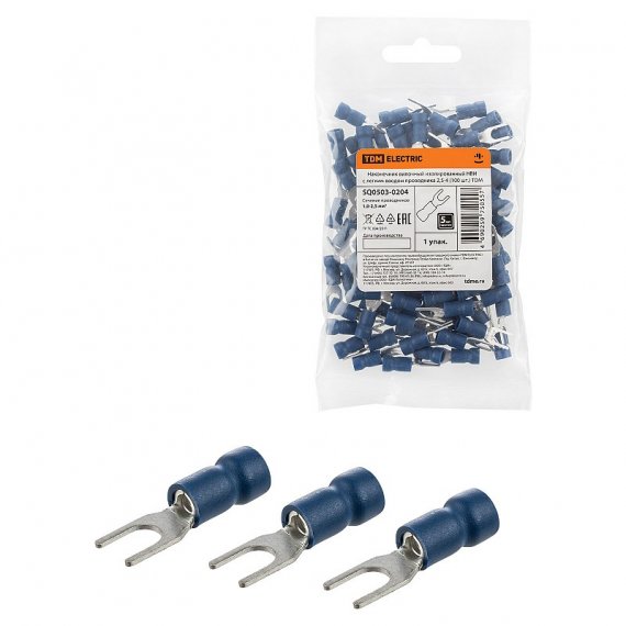 Фотография товара 'Tdm SQ0503-0204 Наконечник вилочный изолированный НВИ с легким вводом проводника 2,5-4'