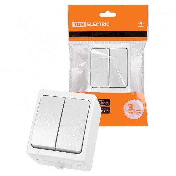 Фотография товара 'Tdm SQ1803-1002 Выключатель 2-кл. открытой установки IP54 10А'