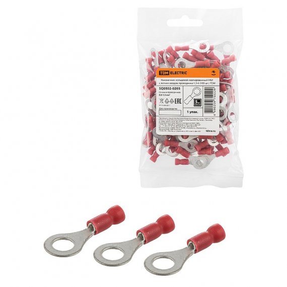 Фотография товара 'Tdm SQ0502-0203 Наконечник кольцевой изолированный НКИ с легким вводом проводника 1,5-6'