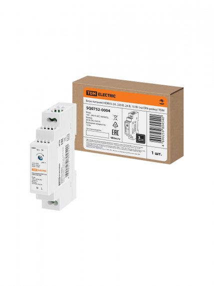 Фотография товара 'Tdm SQ0752-0004 Блок питания HDR15-24, 220 В, 24 В, 15 Вт'