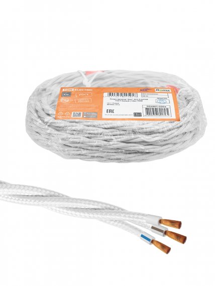 Фотография товара 'Tdm SQ2801-0303 Ретро провод "Эко" 3х1,5 витой ГОСТ белый'